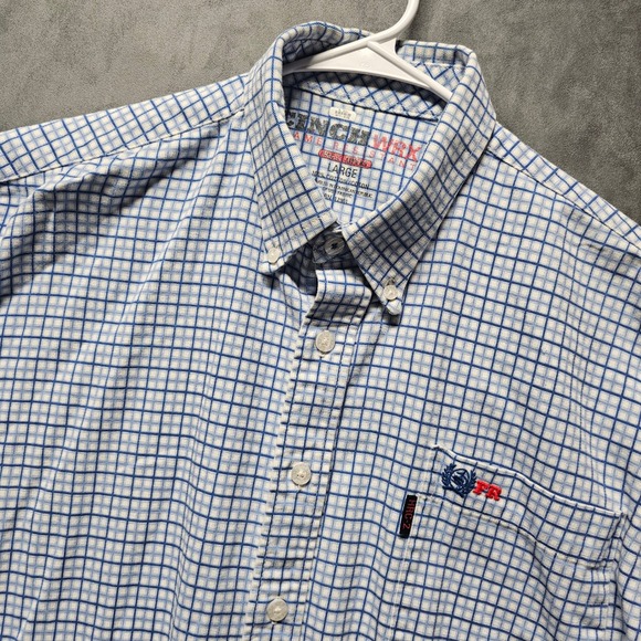 Cinch Other - Cinch WRX Mens Large FR Flame Resistant Shirt Blue White Grid HRC-2 NFPA 2112